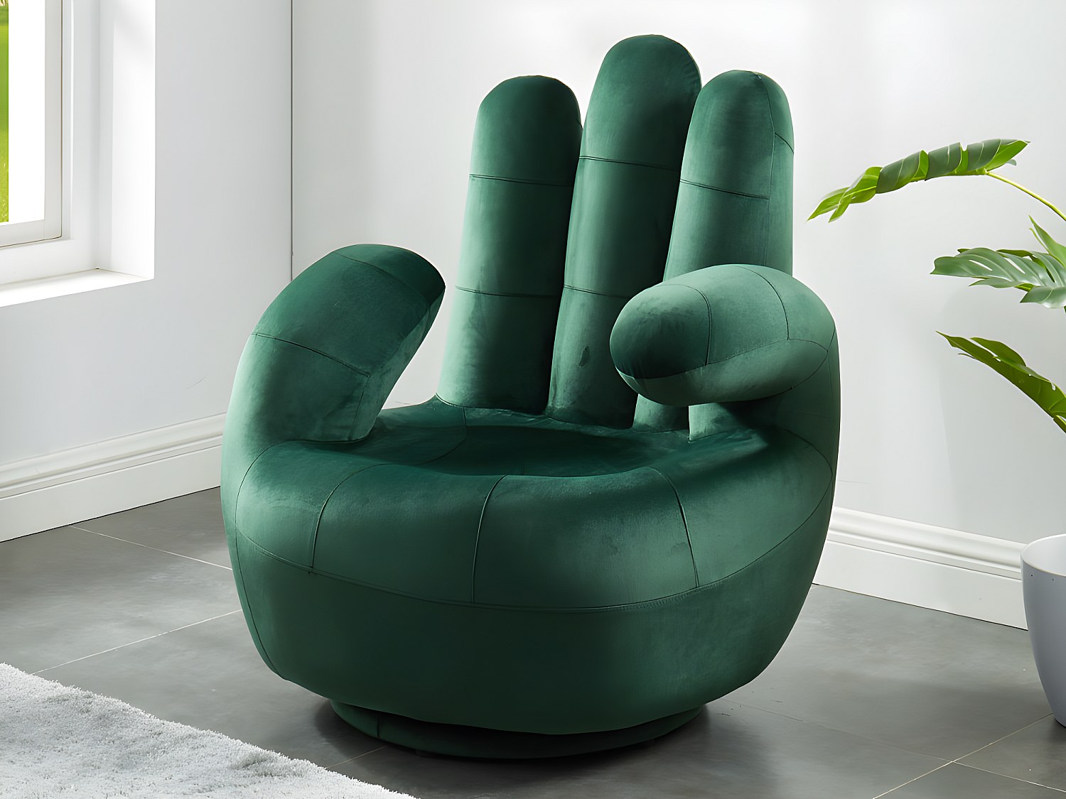 Vente-unique Fingersessel Drehbar - Samt - Tannengrün - Catchy