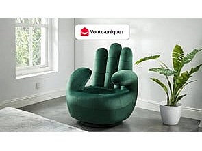 Vente-unique Fingersessel drehbar - Samt - Tannengrün - CATCHY 561671