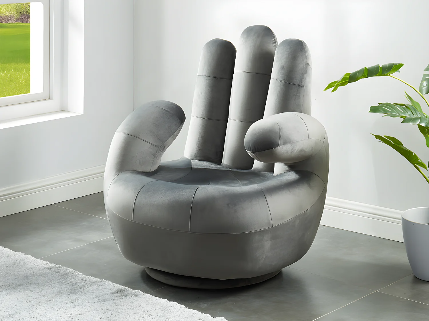 Fingersessel drehbar - Samt - Anthrazit - CATCHY