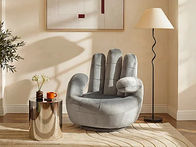 Fingersessel drehbar - Samt - Anthrazit - CATCHY
