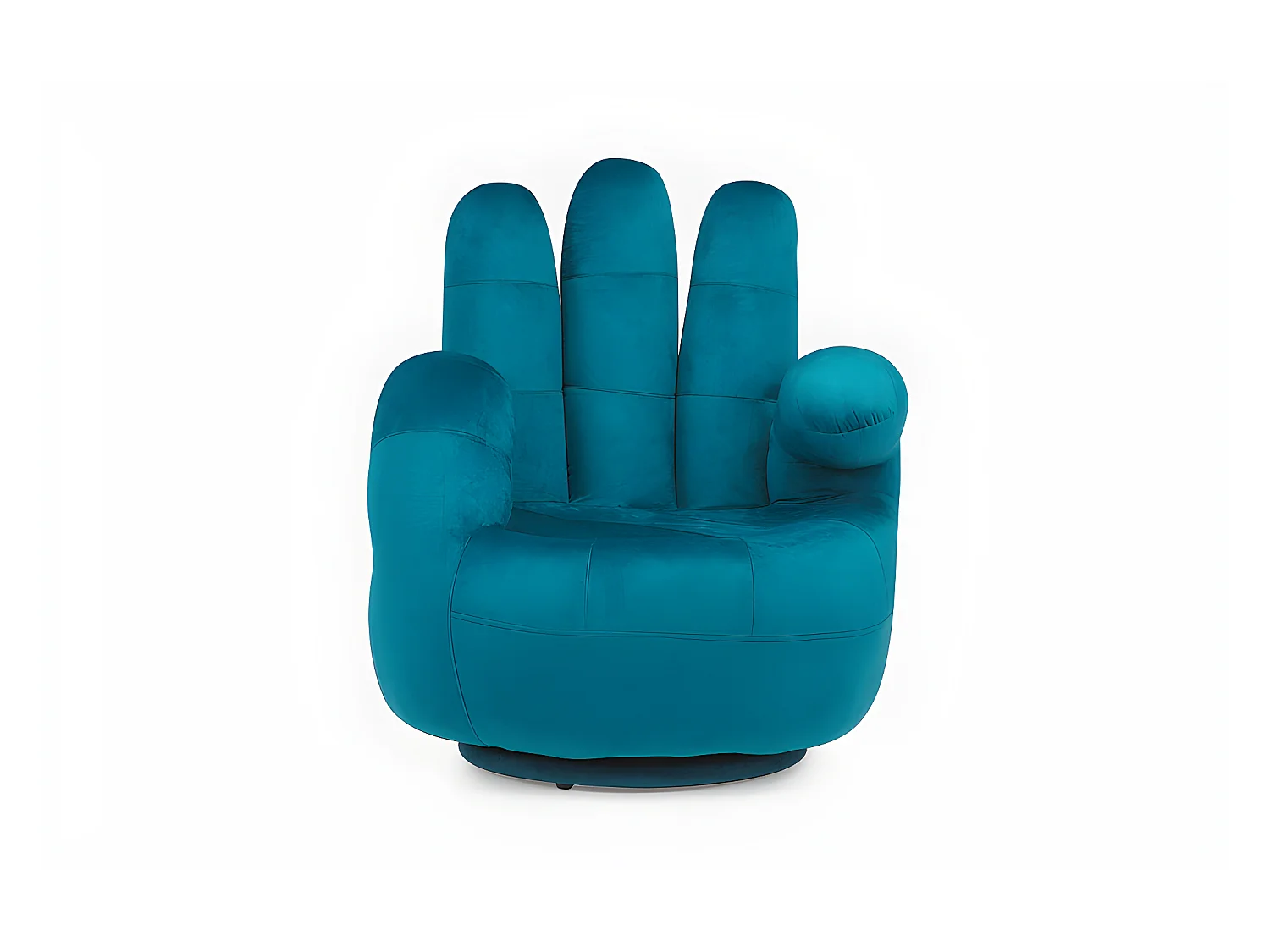 Sillón con forma de mano pivotante CATCHY de terciopelo – Verde azulado