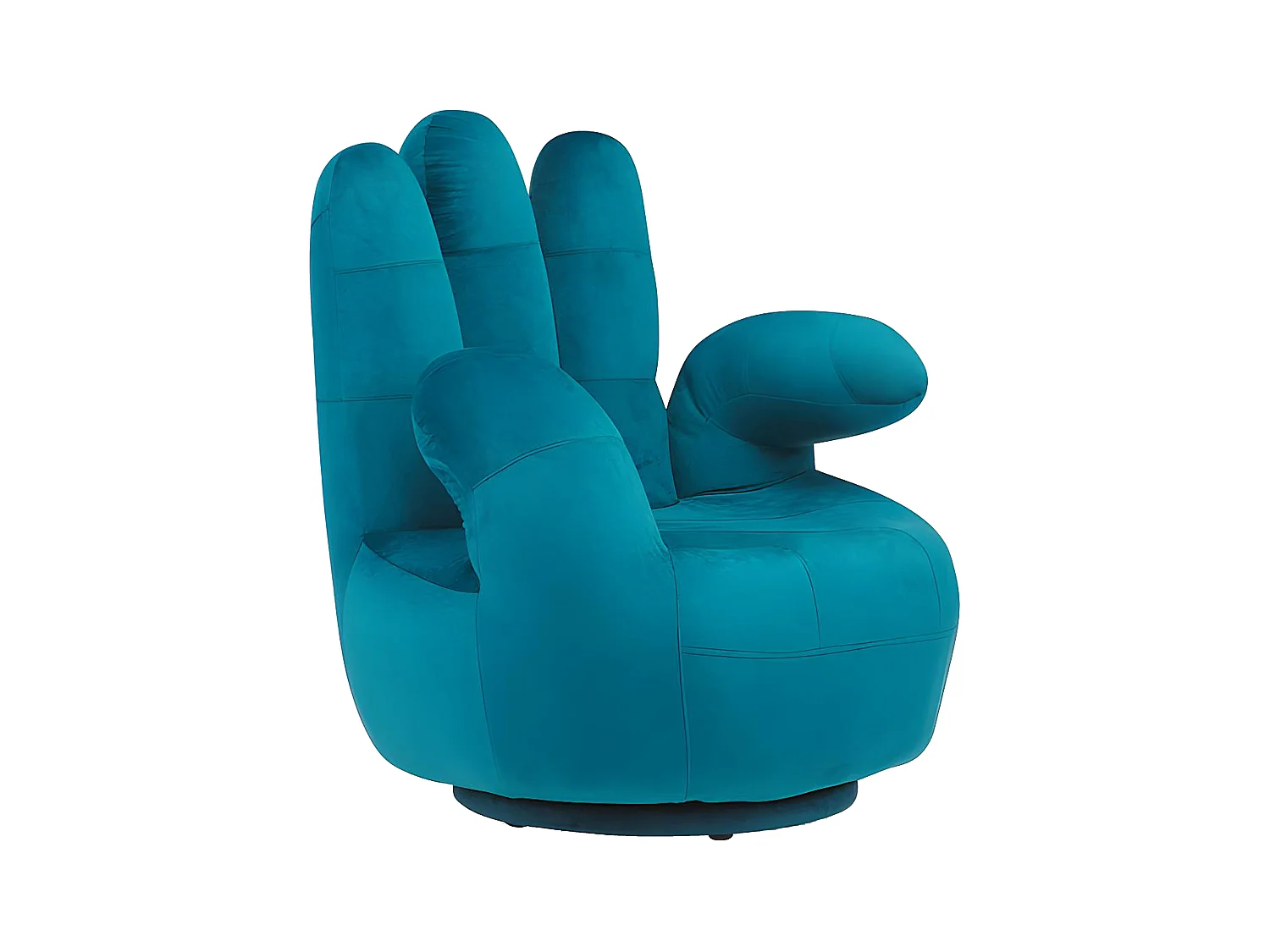 Sillón con forma de mano pivotante CATCHY de terciopelo – Verde azulado