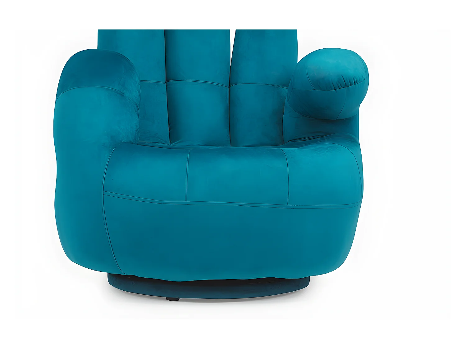 Sillón con forma de mano pivotante CATCHY de terciopelo – Verde azulado