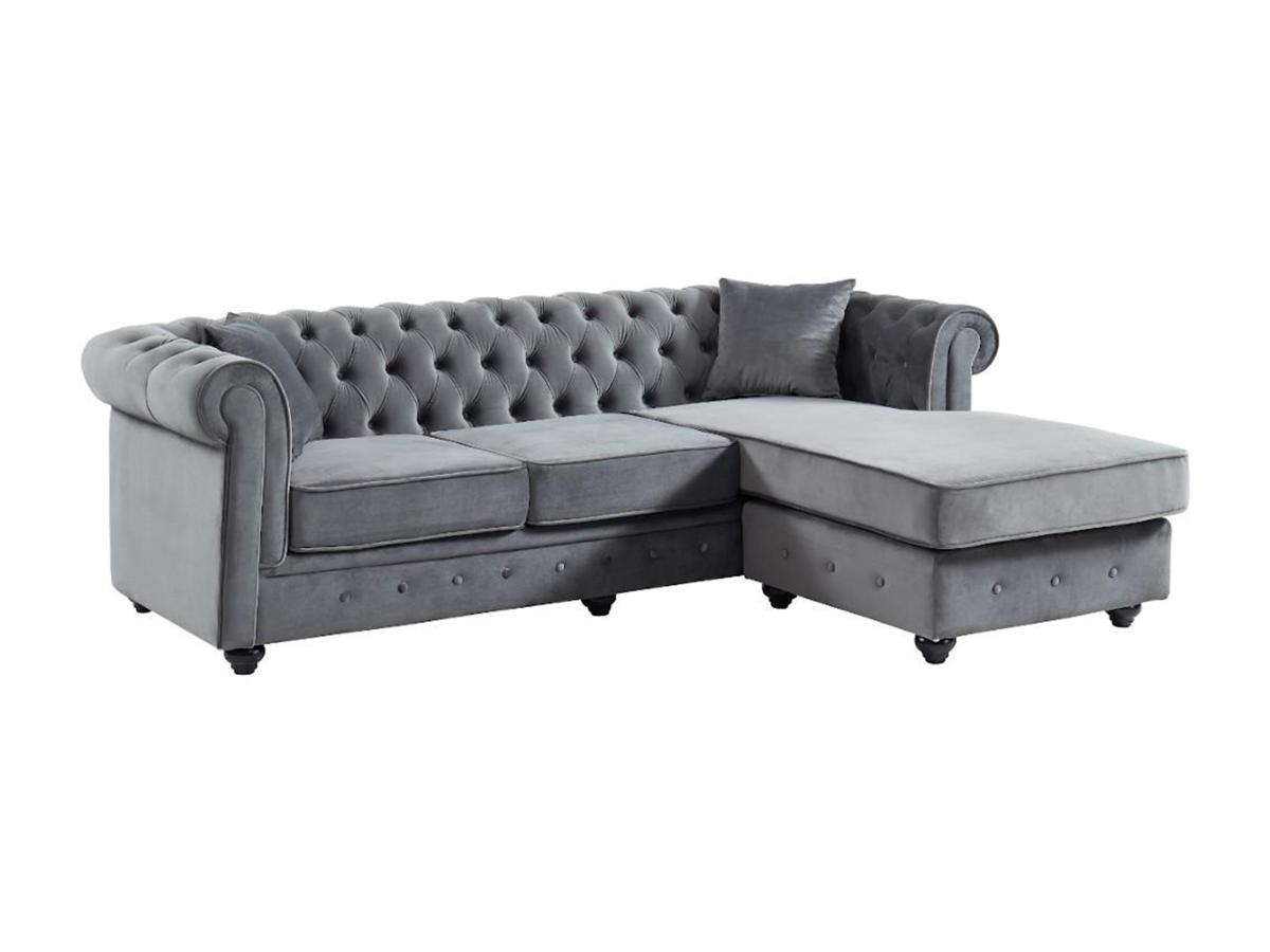 Chesterfield Ecksofa - Samt - Anthrazit - TOLEDO günstig online kaufen