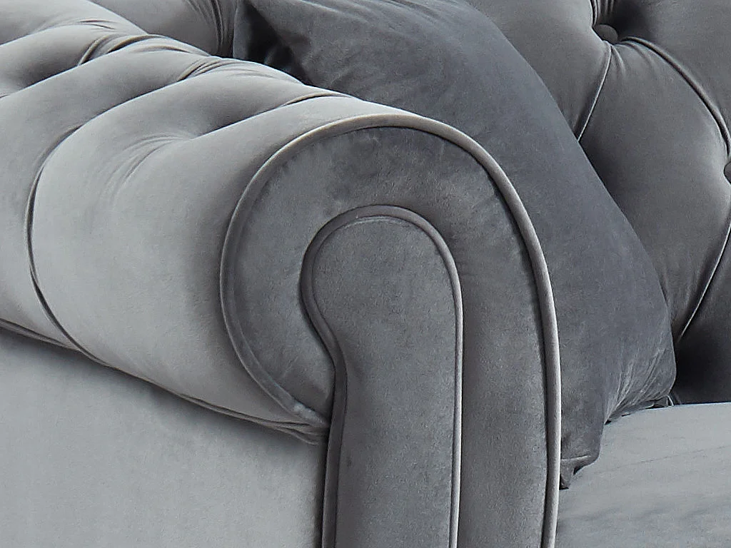 Canapé d'angle chesterfield réversible TOLEDO en velours - Anthracite