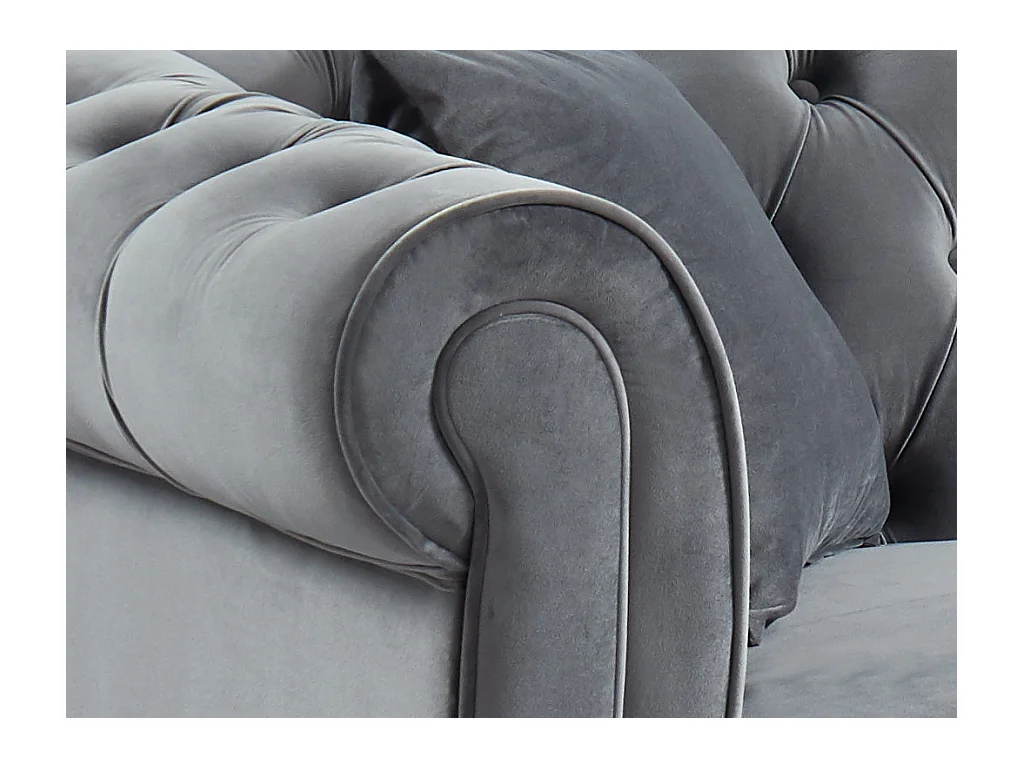 Omkeerbare chesterfield-hoekbank TOLEDO van fluweel - Antraciet