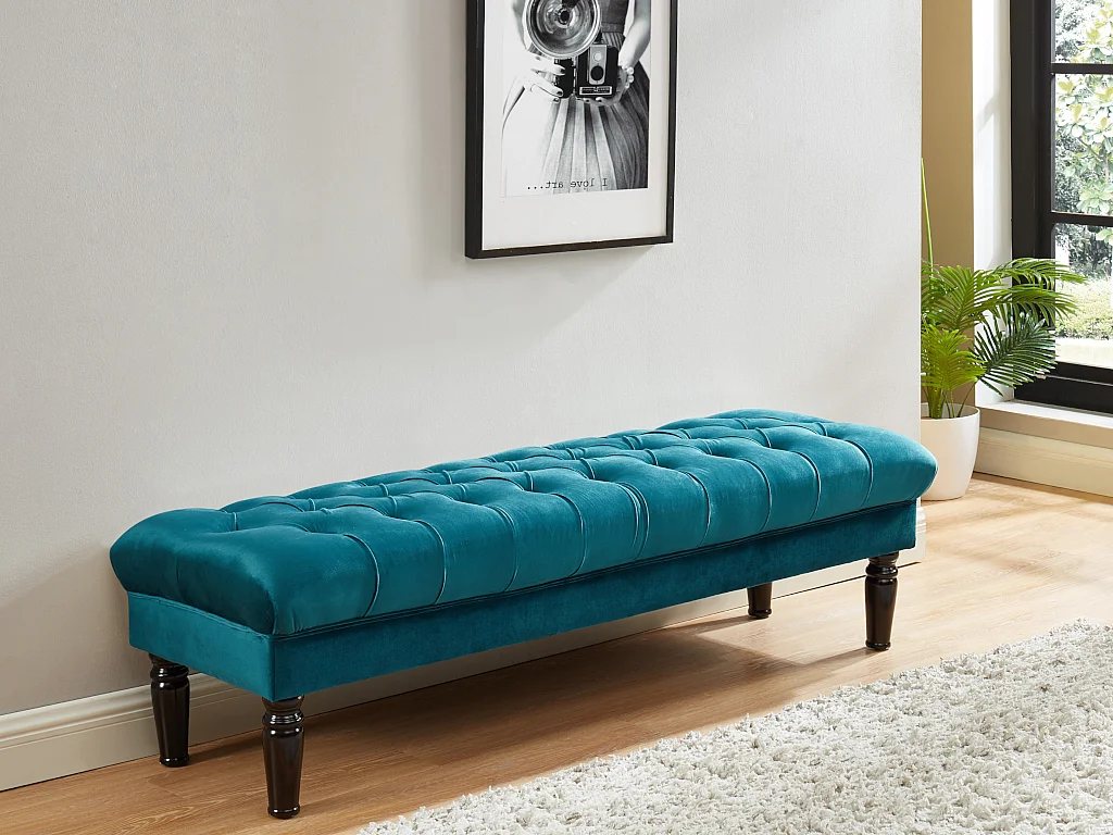 Banc RINALDO - Velours bleu canard