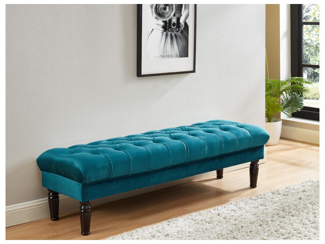 Banc RINALDO - Velours bleu canard
