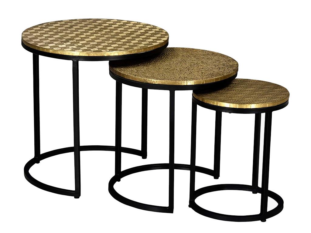 Lot de 3 tables basses gigognes indus BELAMI - Métal Doré