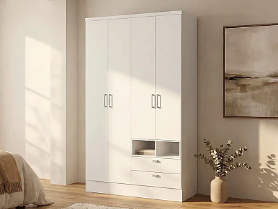Kast ODILON - 4 deuren en 2 laden - L120 cm - Wit