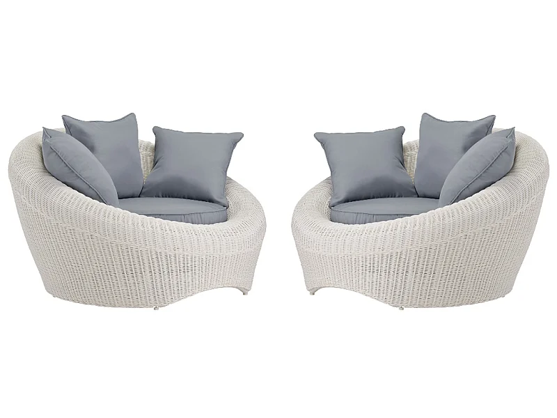 Gartensessel 2er-Set Polyrattan - Elfenbeinweiß - WHITEHEAVEN von MYLIA