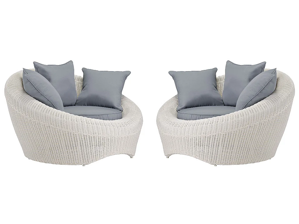 Lot de 2 fauteuils de jardin en résine tressée ivoire - WHITEHEAVEN de MYLIA