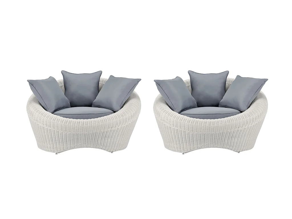 Gartensessel 2er-Set Polyrattan - Elfenbeinweiß - WHITEHEAVEN von MYLIA