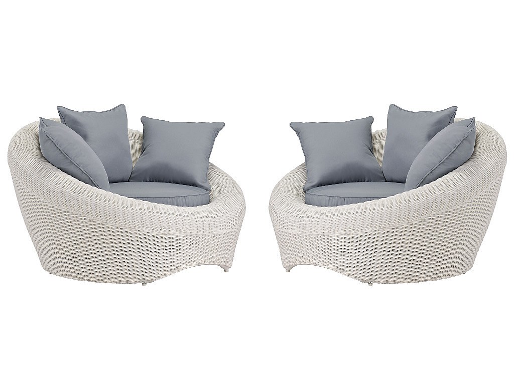 Vente-unique Gartensessel 2er-Set Polyrattan - Elfenbeinweiß - Whiteheaven Von Mylia