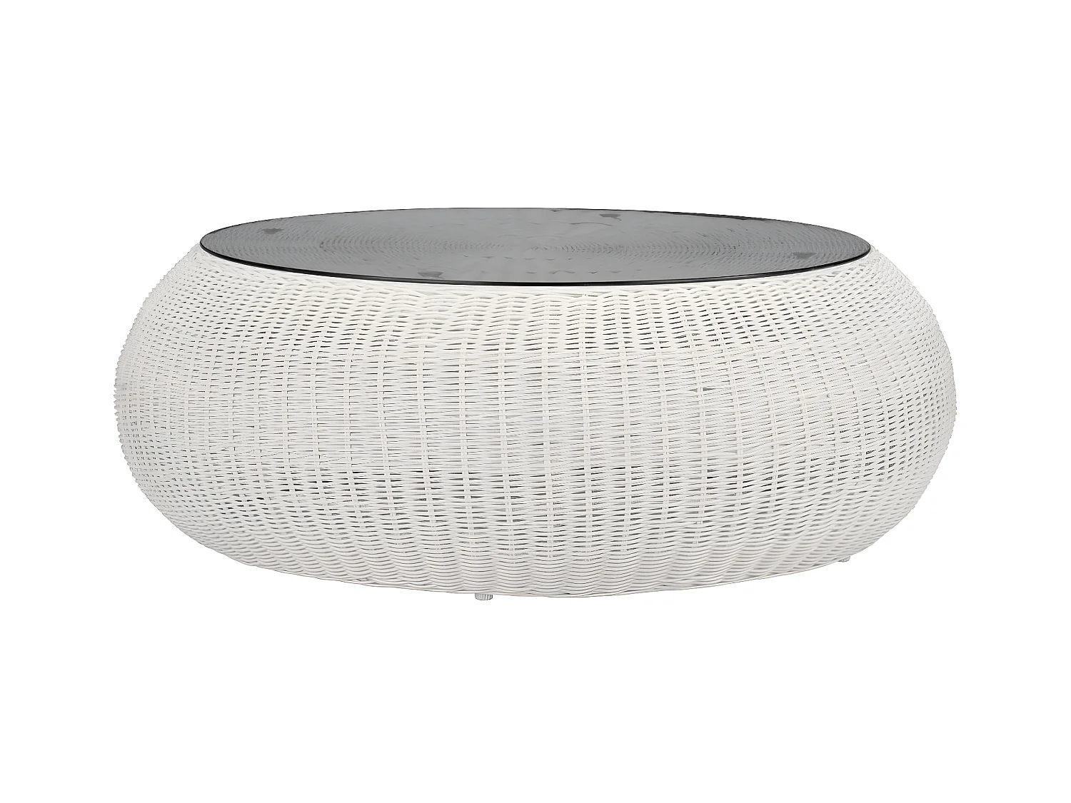 Table basse de jardin en résine tressée ivoire - WHITEHEAVEN de MYLIA