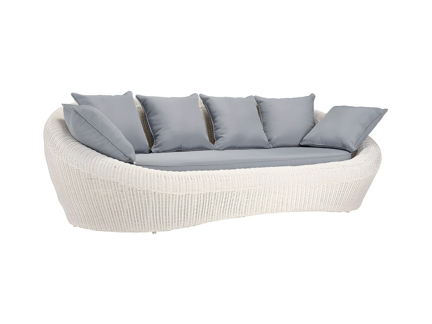 Gartensofa 3-Sitzer Polyrattan - Elfenbeinweiß - WHITEHEAVEN von MYLIA