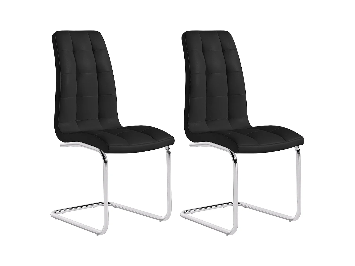 Stuhl 2er-Set - Kunstleder - Schwarz - NADYA