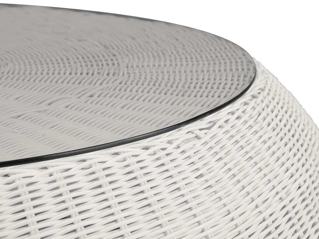 Garten-Sitzgruppe Polyrattan: Sofa, 2 Sessel + Tisch - Elfenbeinweiß - WHITEHEAVEN von MYLIA