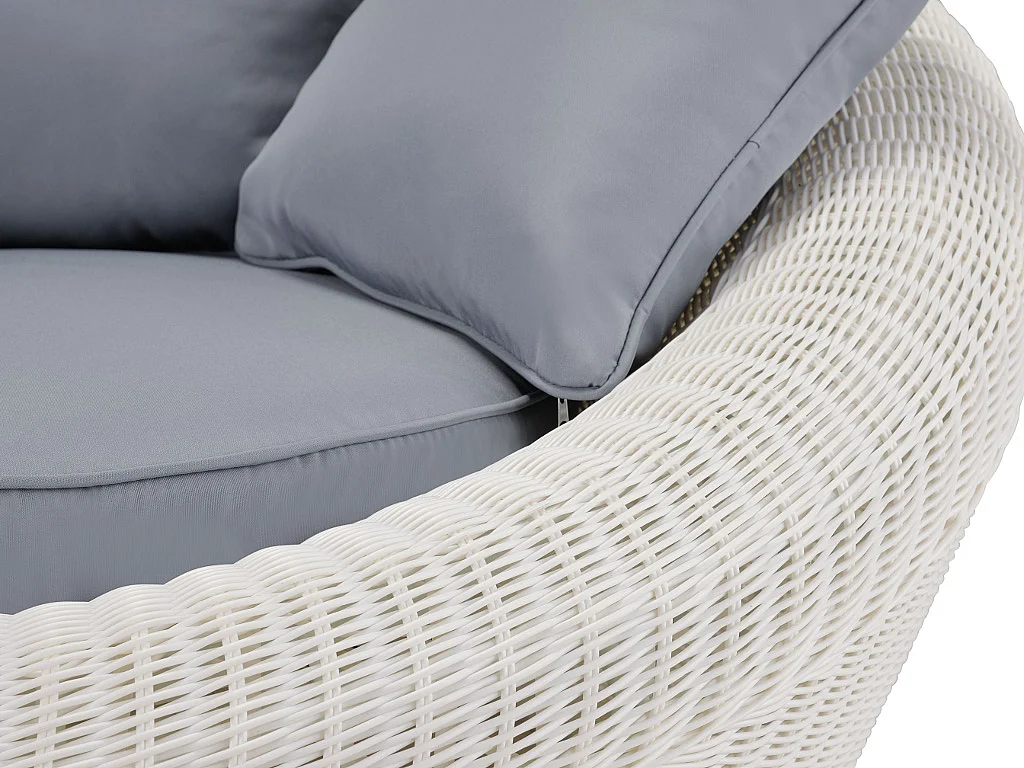 Garten-Sitzgruppe Polyrattan: Sofa, 2 Sessel + Tisch - Elfenbeinweiß - WHITEHEAVEN von MYLIA