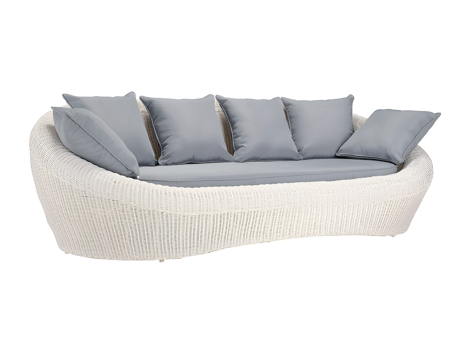 Garten-Sitzgruppe Polyrattan: Sofa, 2 Sessel + Tisch - Elfenbeinweiß - WHITEHEAVEN von MYLIA