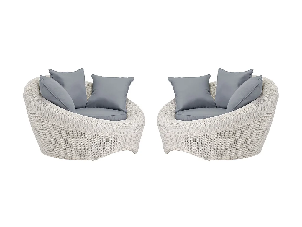 Salotto da giardino in resina intrecciata avorio: divano, 2 poltrone e tavolino - WHITEHEAVEN