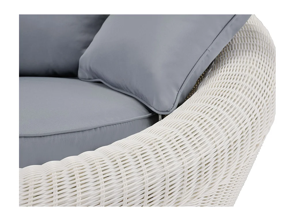 Salotto da giardino in resina intrecciata avorio: divano, 2 poltrone e tavolino - WHITEHEAVEN