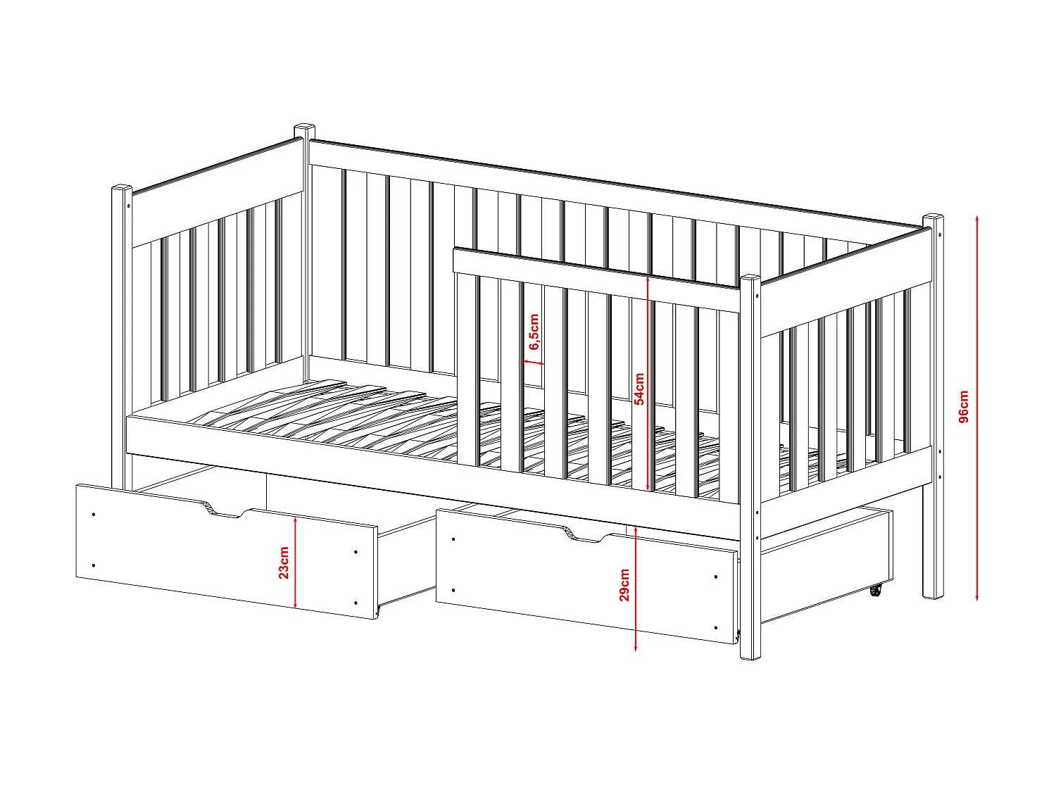 Einzelbett Alicja 80x200 Grau