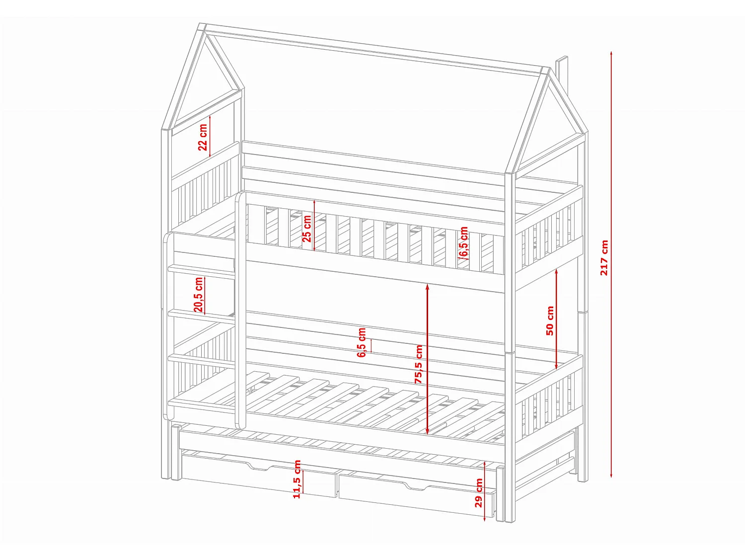 Lit de maison Iga 90x200 Blanc