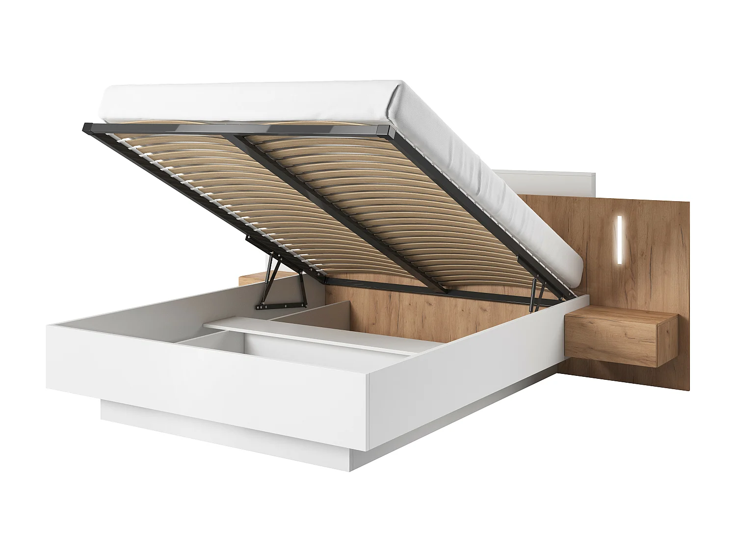 Lit escamotable 3D B160 160x200 Blanc & Crème