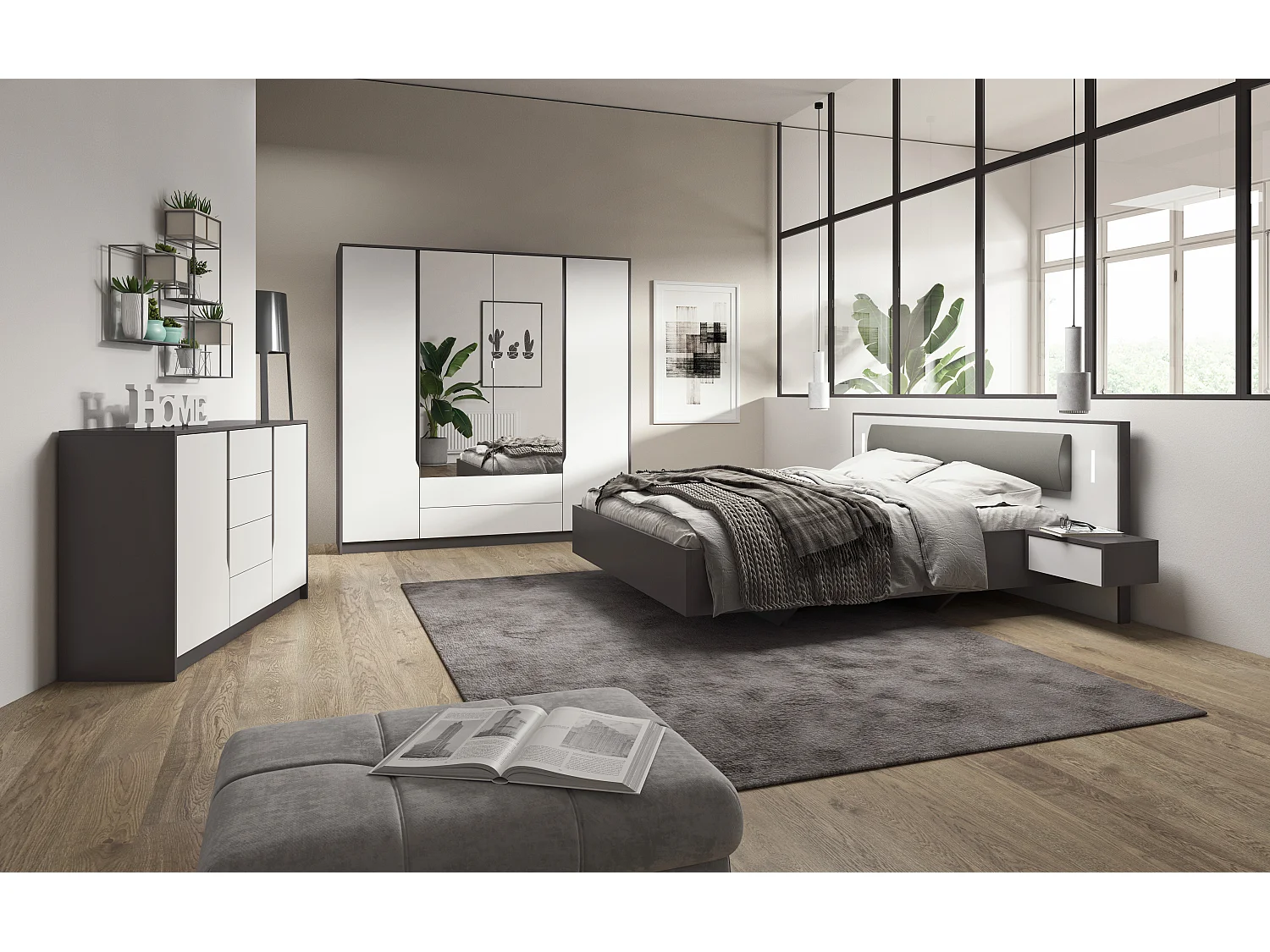 Armario cama SEGA B 160x200 Blanco & Gris