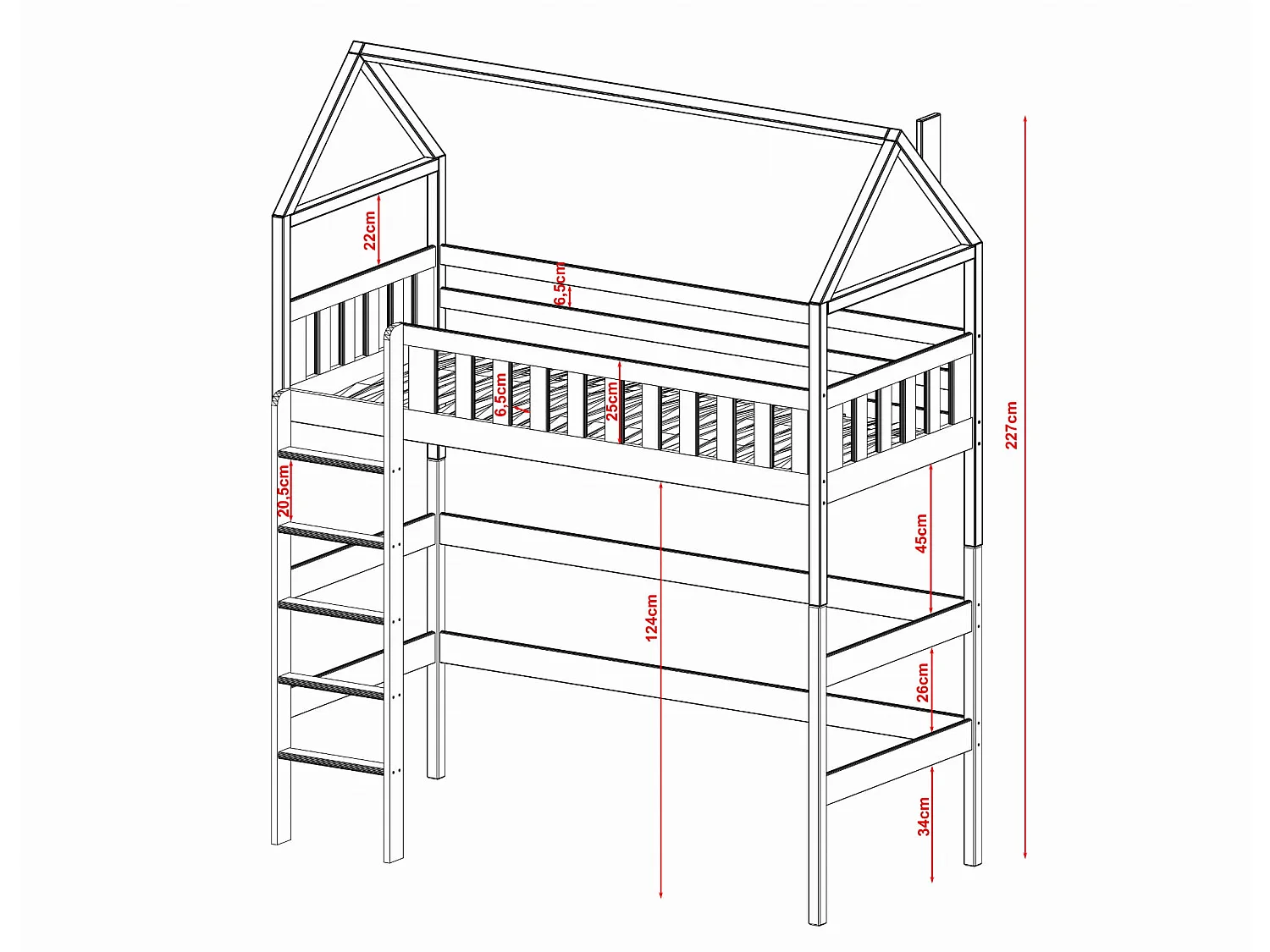 Hausbett Otylia 80x160 Grau