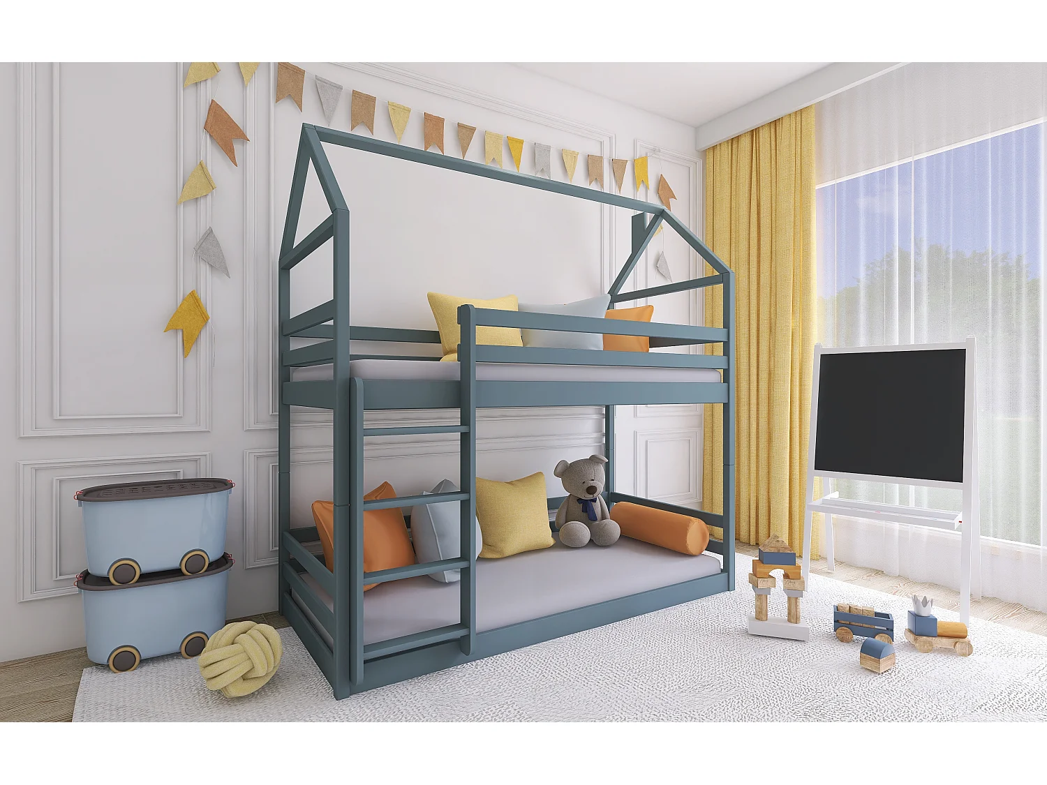 Lit de maison Axel 90x190 Gris