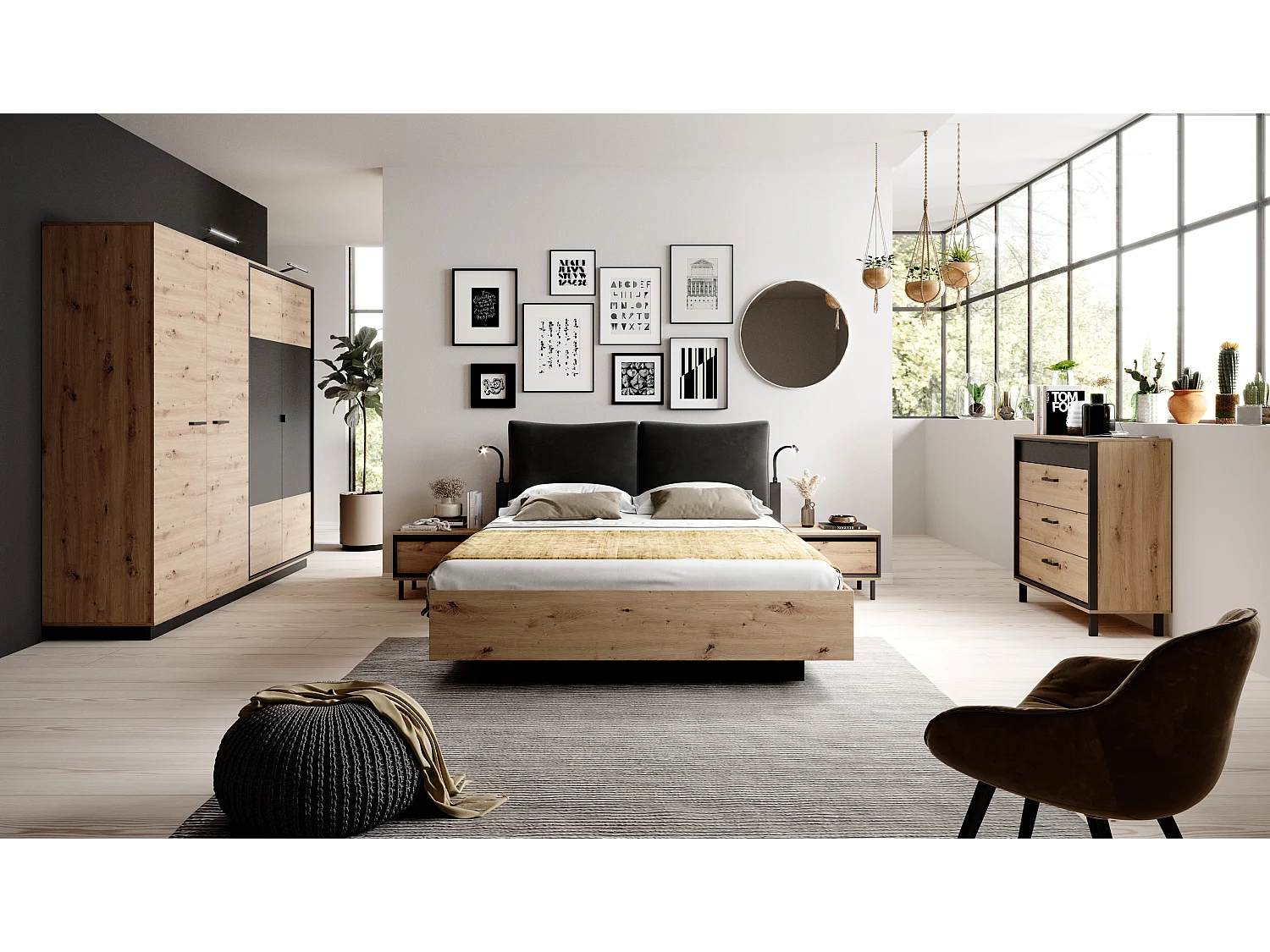 Pensile NEST B 160x200 Crema & Nero