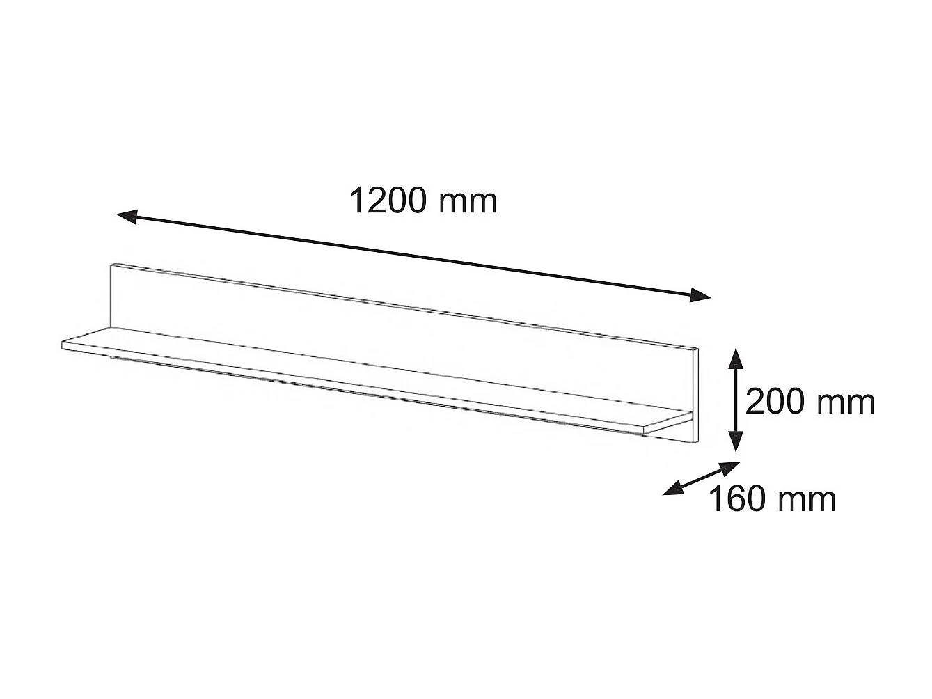 Wandregale AURA 120x16x20 Creme & Schwarz