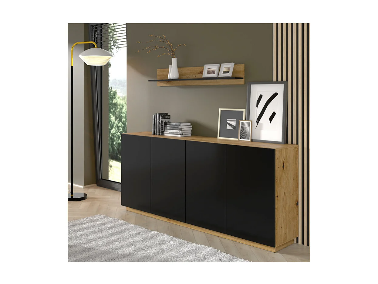 Wandregale AURA 120x16x20 Creme & Schwarz