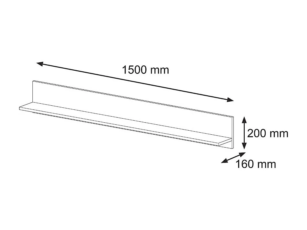 Wandregale AURA 150x16x20 Creme & Schwarz