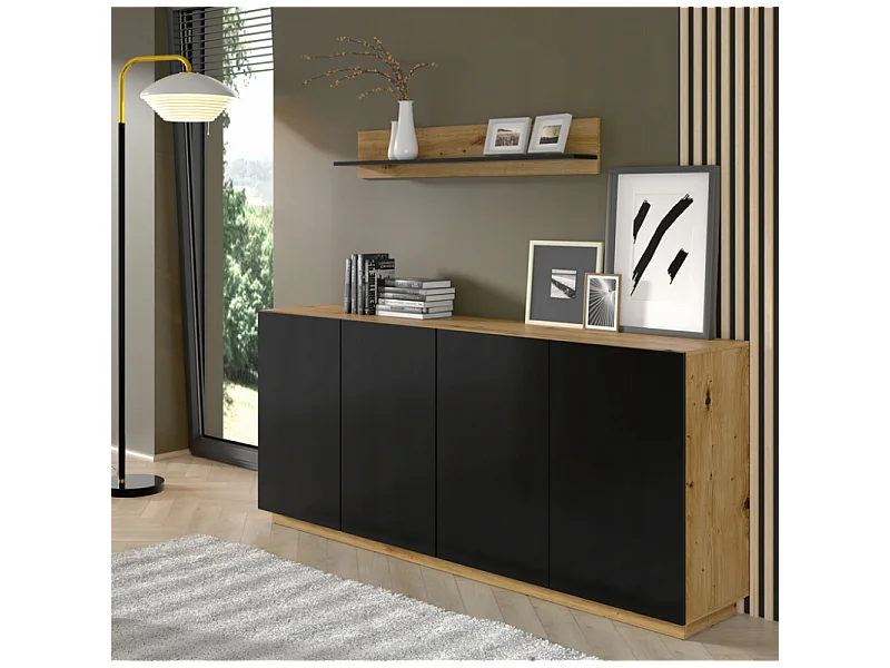 Wandregale AURA 150x16x20 Creme & Schwarz