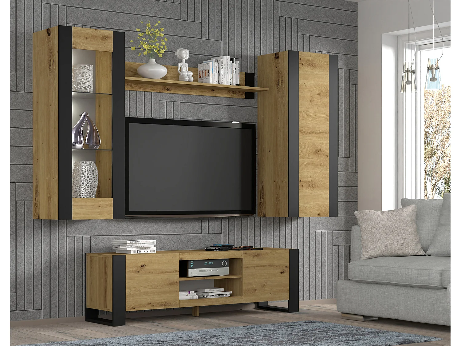 Wandregale MONDI 125x20x20 Creme & Schwarz