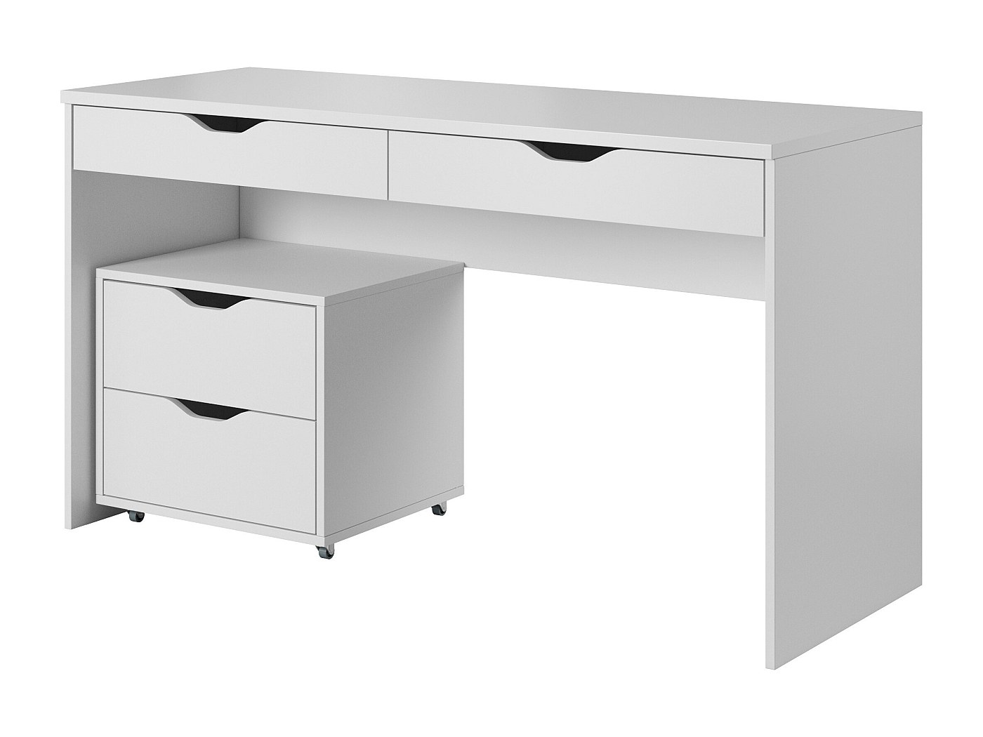 Bureau informatique multimédia multi-rangements 3 tiroirs 2 étagères