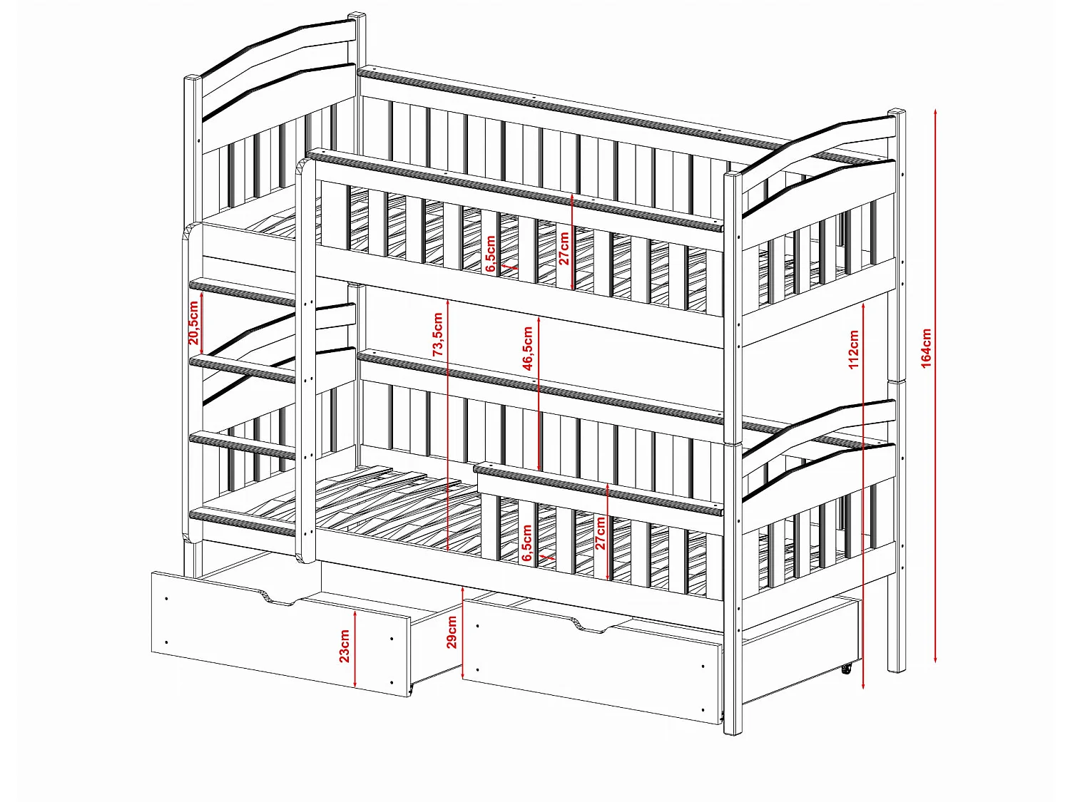 Etagenbett Harry 80x180 Weiss