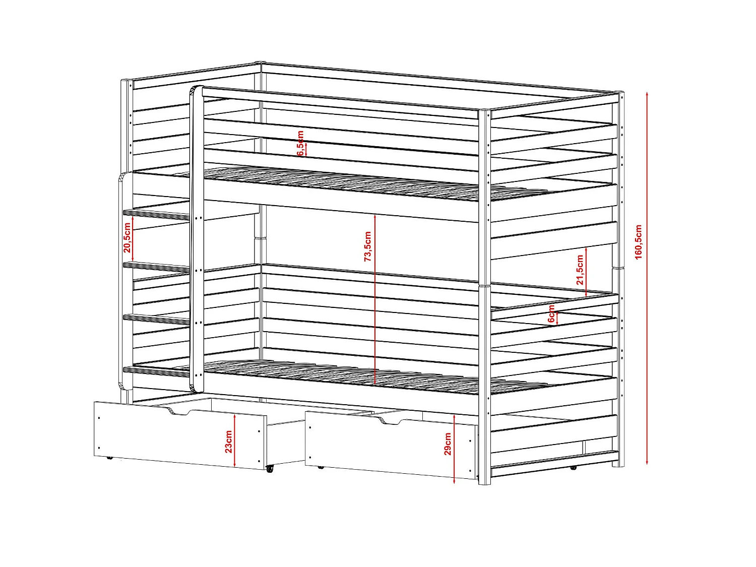 Litera Loft 90x200 Gris