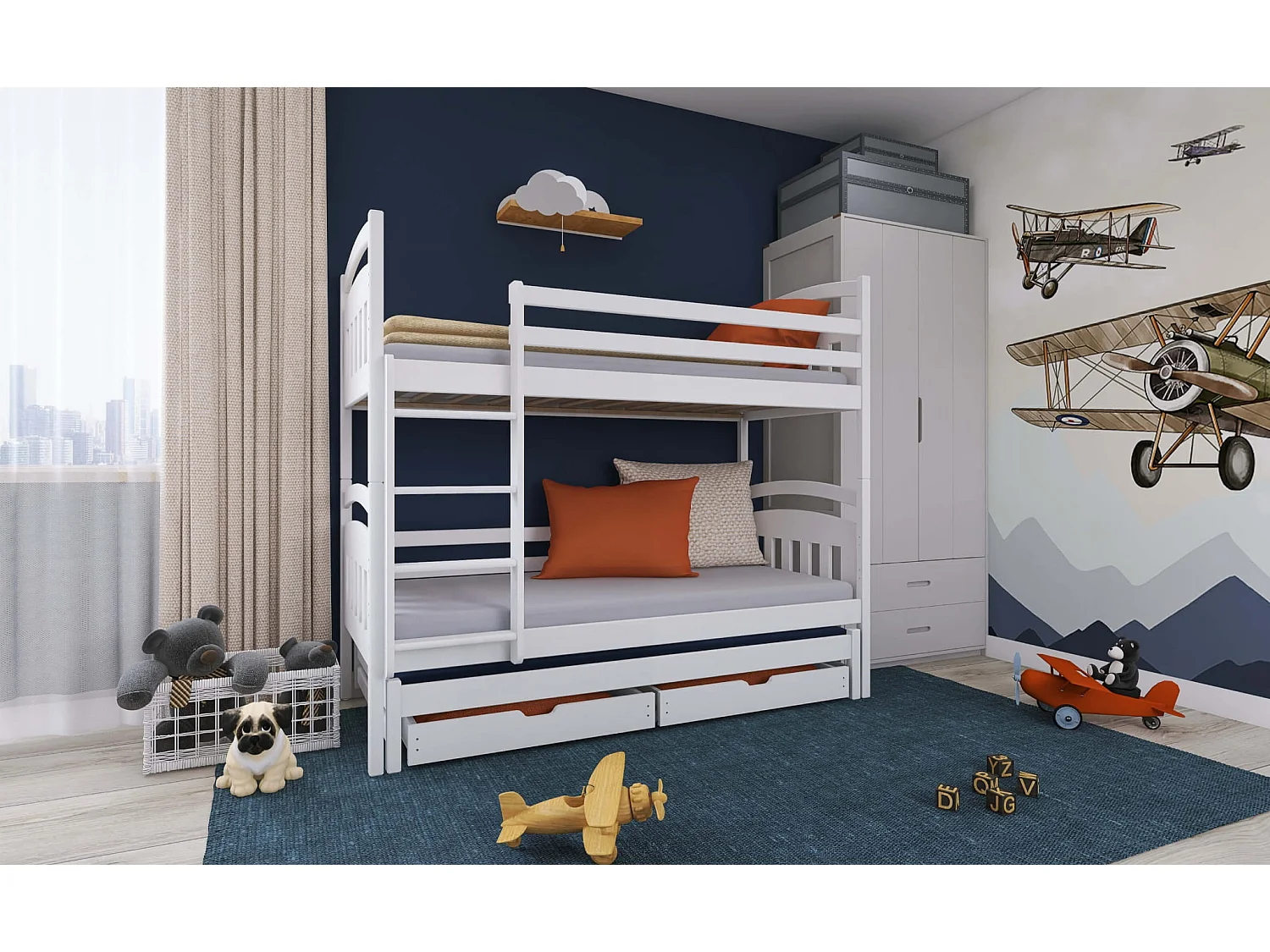 Lit superposé Alan 90x190 Blanc