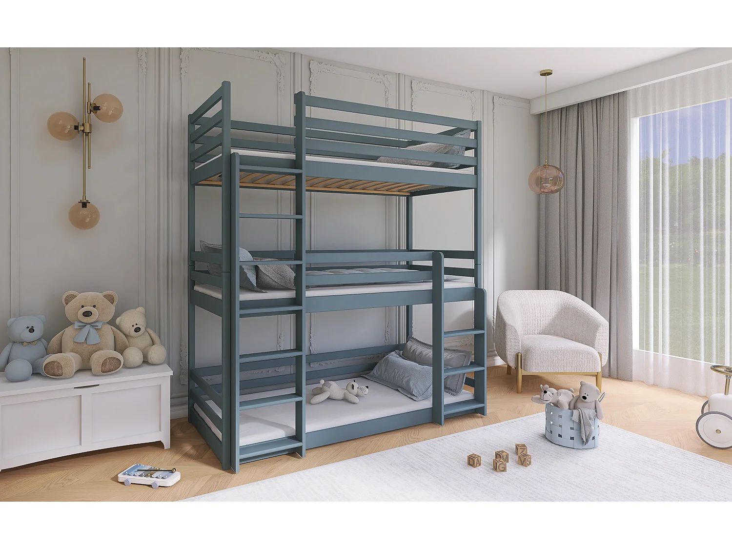 Lit superposé Ted 80x180 Gris