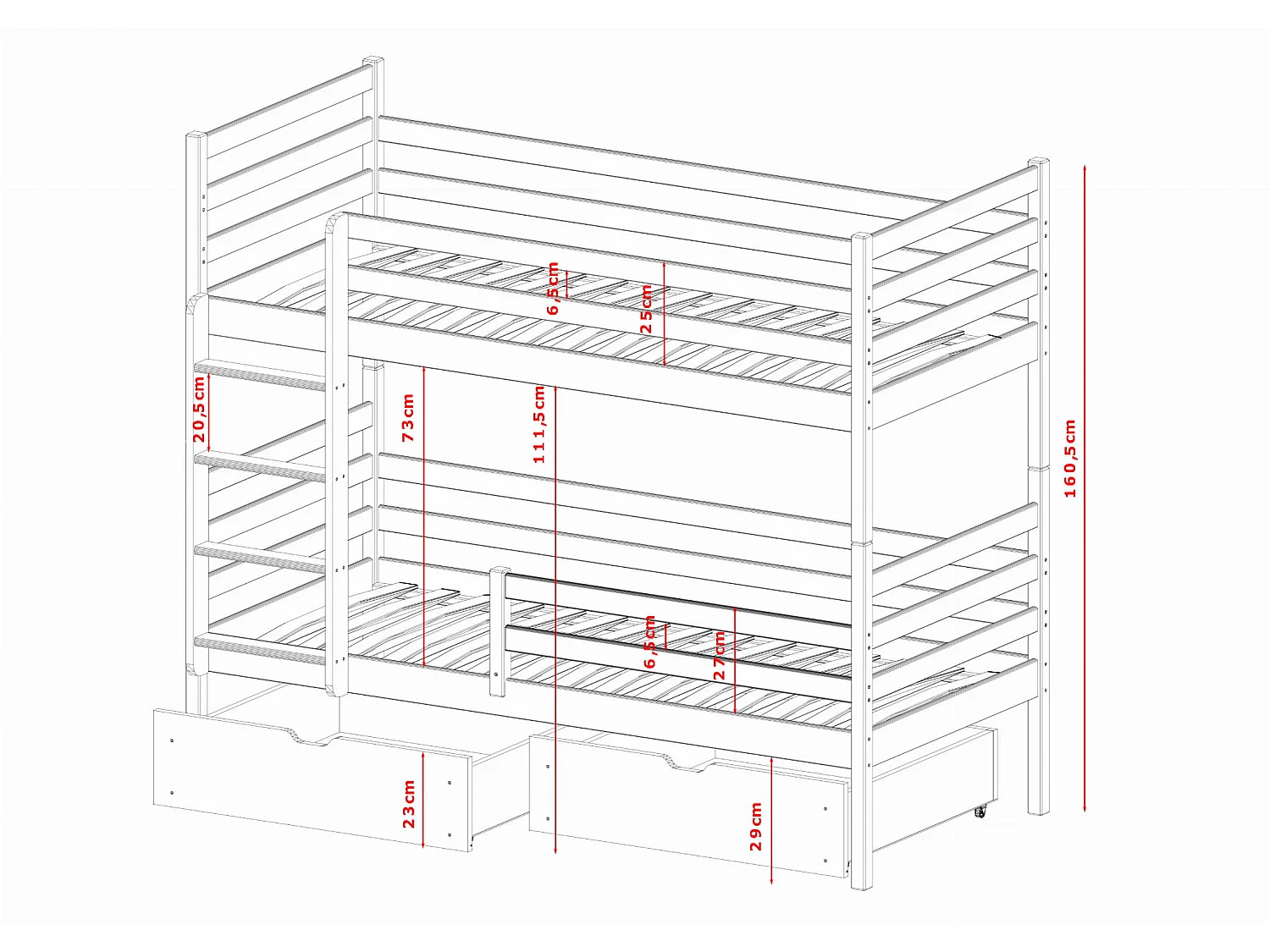 Lit superposé Nemo 90x200 Gris