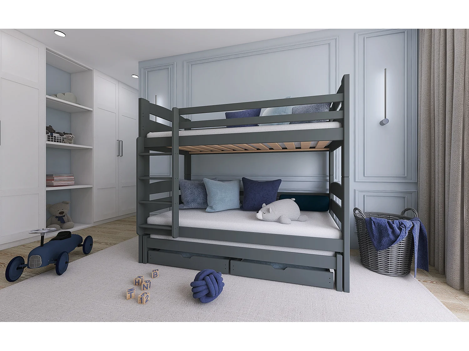 Etagenbett Cezar 80x180 Grau