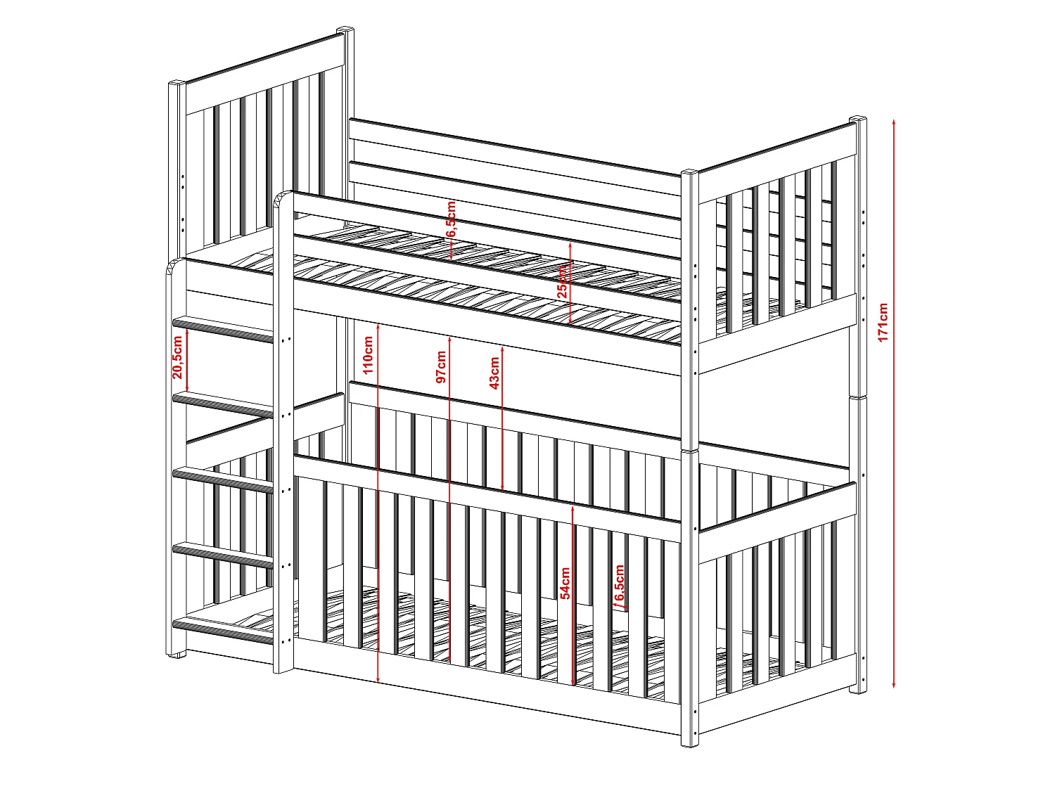 Etagenbett Cris 90x190 Beige