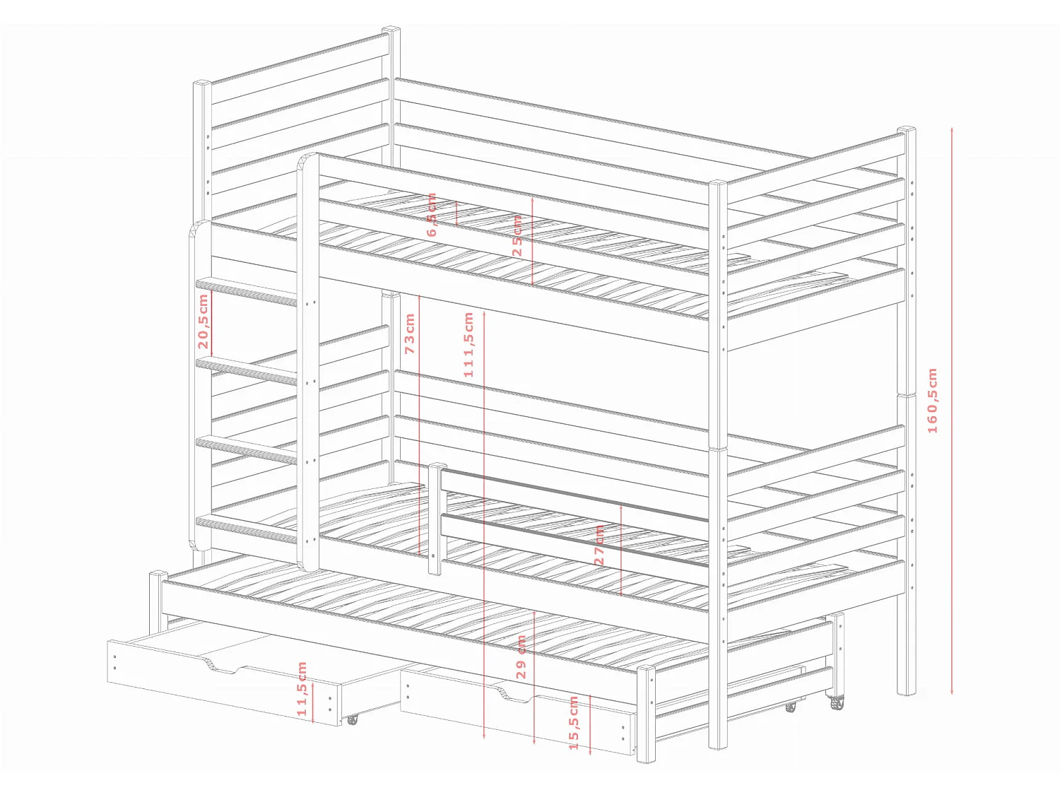 Lit superposé Luknew 90x200 Beige