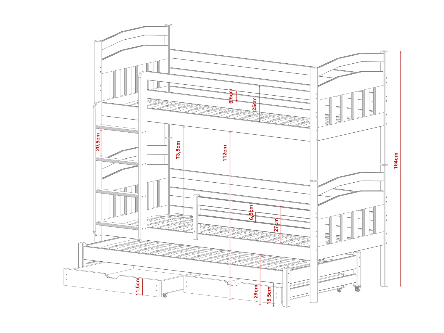 Lit superposé Alan 80x160 Blanc