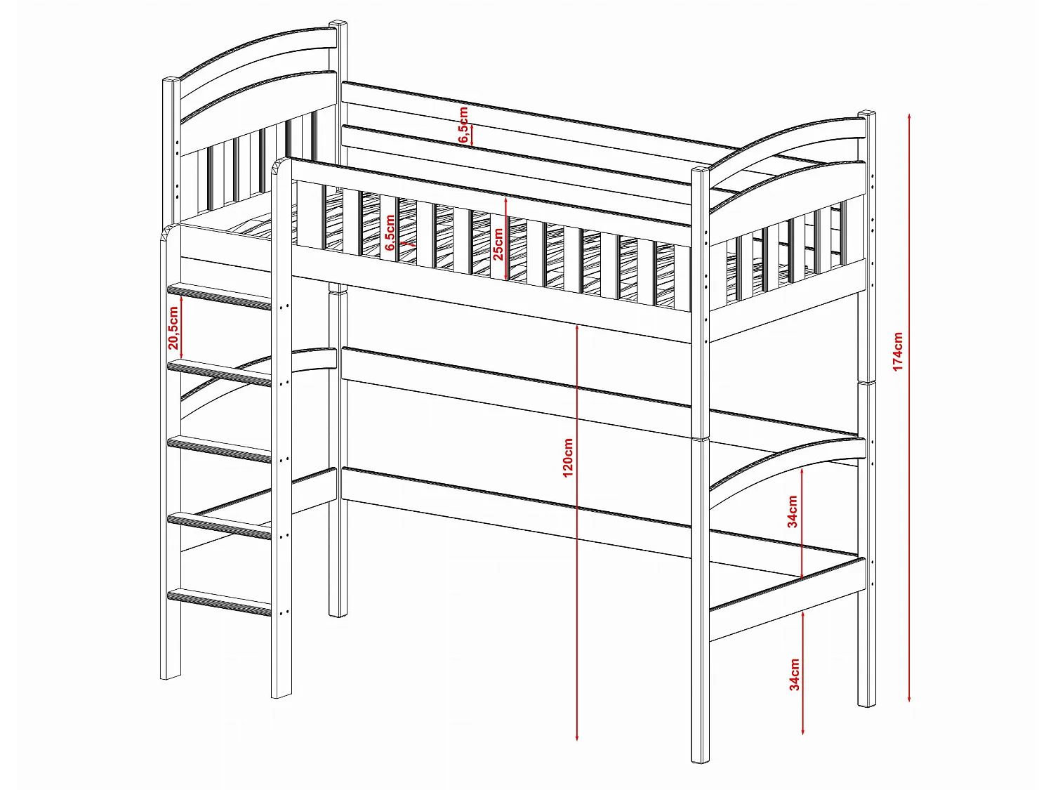 Lit superposé Mia 80x200 Blanc
