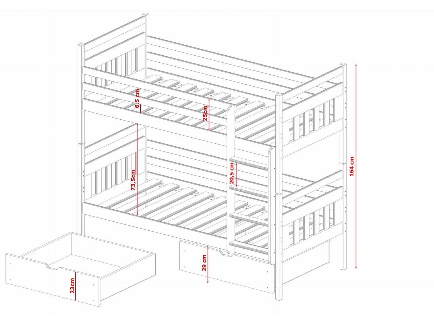 Lit superposé Adaš 90x190 Blanc